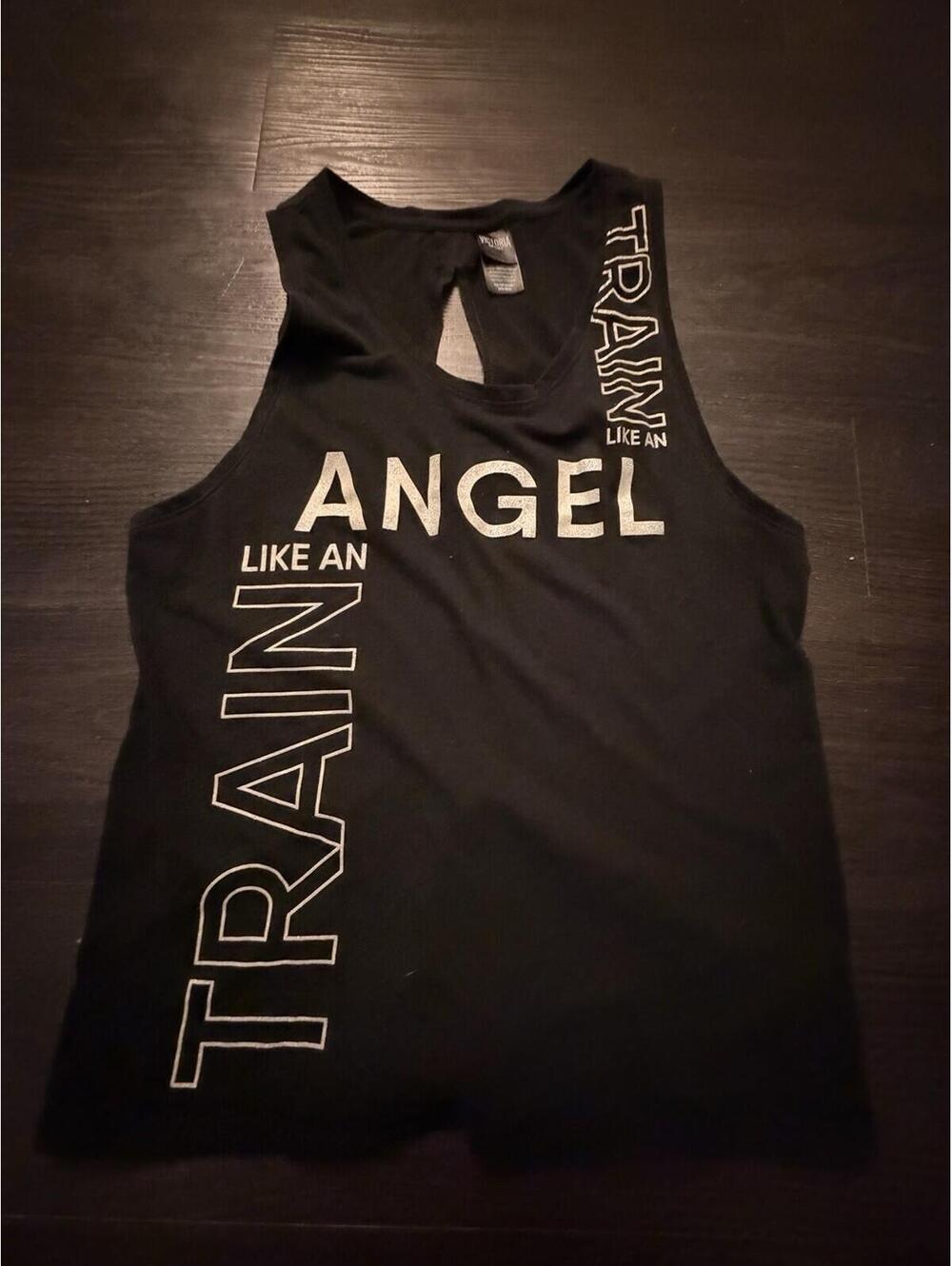Victoria Sport Train Like An Angel Black Racerback Tank Top XS Pristine Glitter